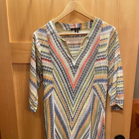 Nic + Zoe Hand Painted Chevron Pattern Soft Rayon Tunic Top - Picture 3 of 9